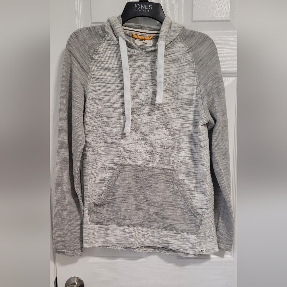 Free Planet Hoodie Women's Small Hooded Gray & White Pullover Sweatshirt Boho